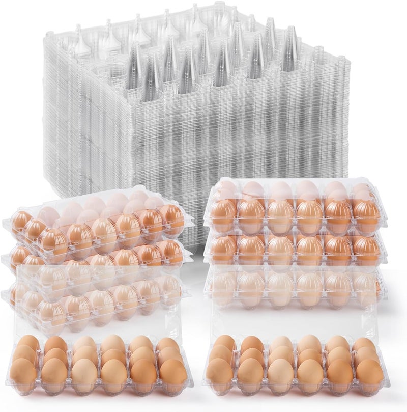APOCHON 40PCS Plastic Egg Cartons 18 Count,Clear Egg Cartons Cheap Bulk for Fresh Eggs,Reusable Egg Holder for Family,Pasture,Farm Markets Display - Medium Egg Containers 3x6 Grids - Image 1